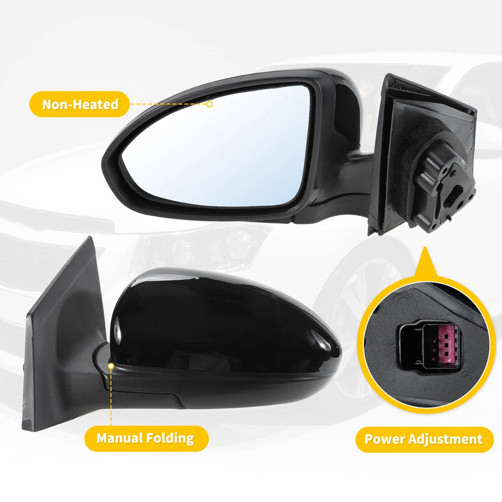 3Pin Left Side Door Mirror Gloss Black Replacement for Chevy Cruze Limited (2016–2019)