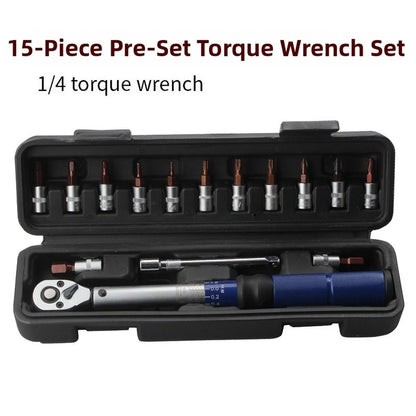 15-Pc Torque Wrench Set 1/4 Inch Drive 2-24 N.m Range