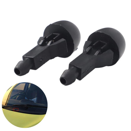 2X Cleaning Nozzle for Front Windscreen Washer Jet (ABS, Black)