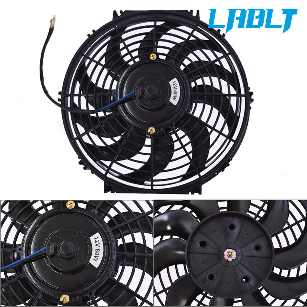2X Electric Radiator Cooling Fan & Thermostat Mount Kit Universal