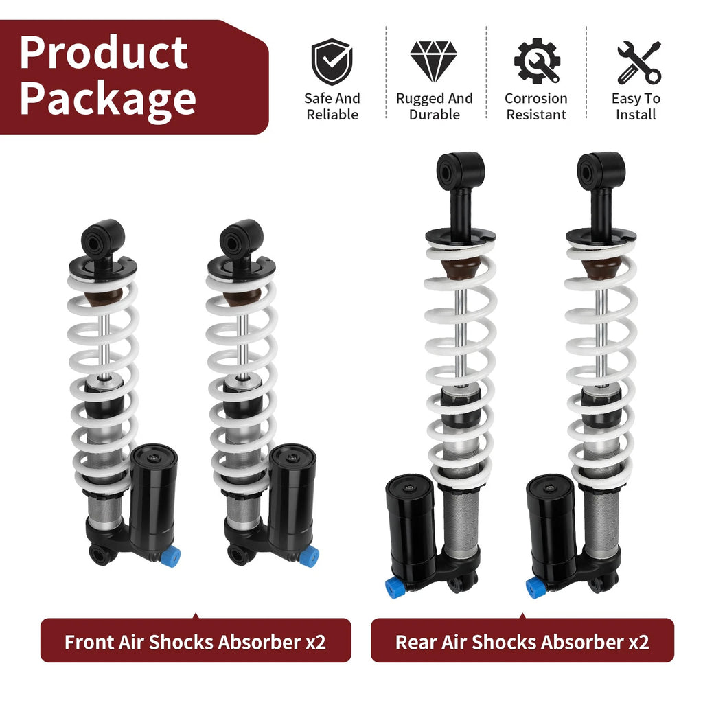 Set of 2 Front and Rear Air Shocks Absorber for Polaris Sportsman XP 850 (2009–2014)