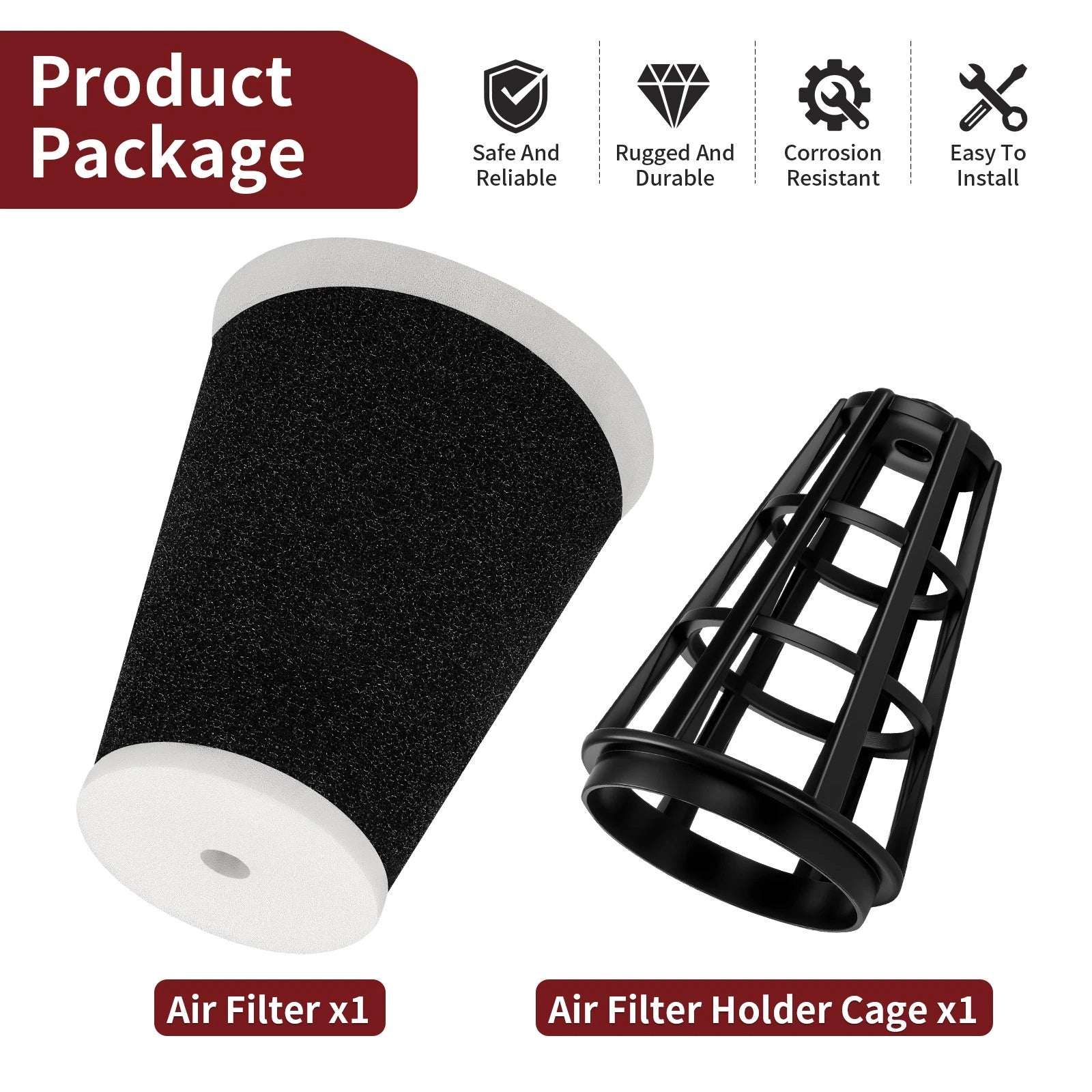 Air Filter & Cage Guide Element for Yamaha Big Wheel BW200 (1986–1988)
