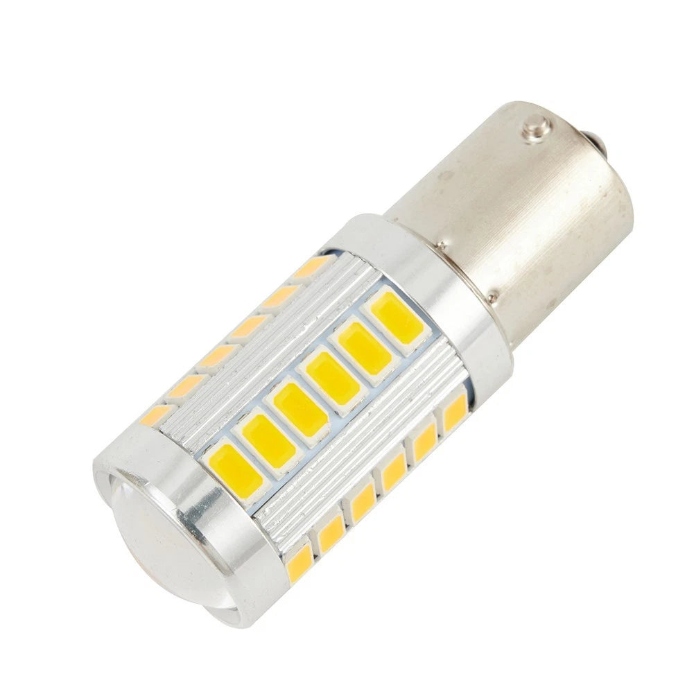 2X LED Light Bulbs 1156 Amber DC 12V (52 x 19mm)