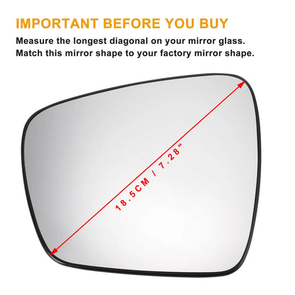 Left White Mirror Glass with Back Heated for Renault Espace KADJAR (2015–2020)