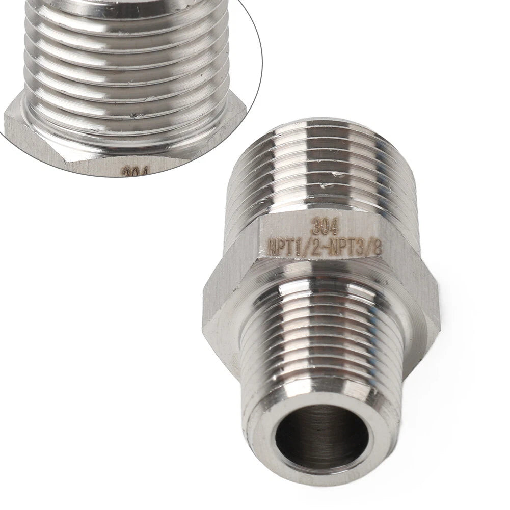 304 Stainless Steel Pipe Fitting Reducer Adapter 1/2 NPT x 3/8 NPT