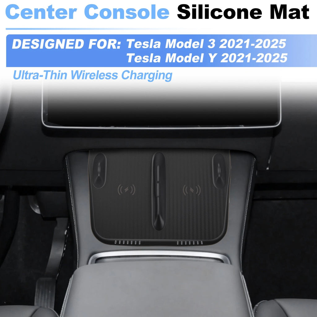 Center Console Silicone Mat for Tesla Model 3 (2021–2025) Wireless Charging Pad
