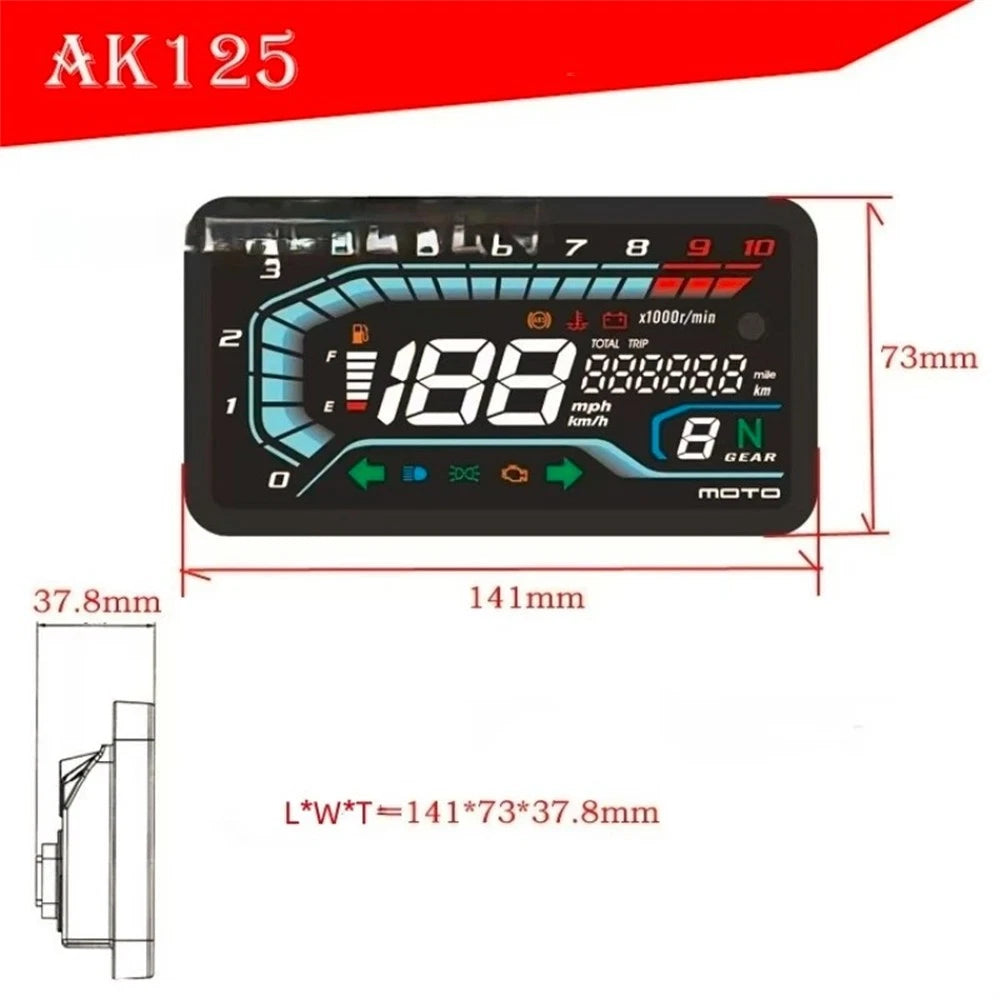 Universal 12V Waterproof Digital LED Motorcycle Speedometer Tachometer Gauge