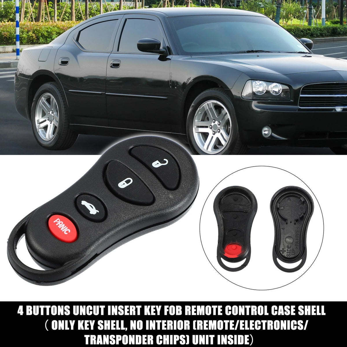 Keyless Entry Remote Shell Cover for Jeep Dodge 4 Button (2002–2020)