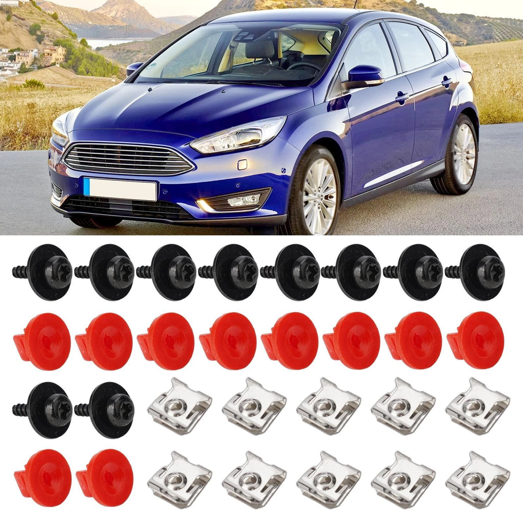 10pcs Engine Undertray Cover Screw Bolt Nut Clamp Kit for Ford