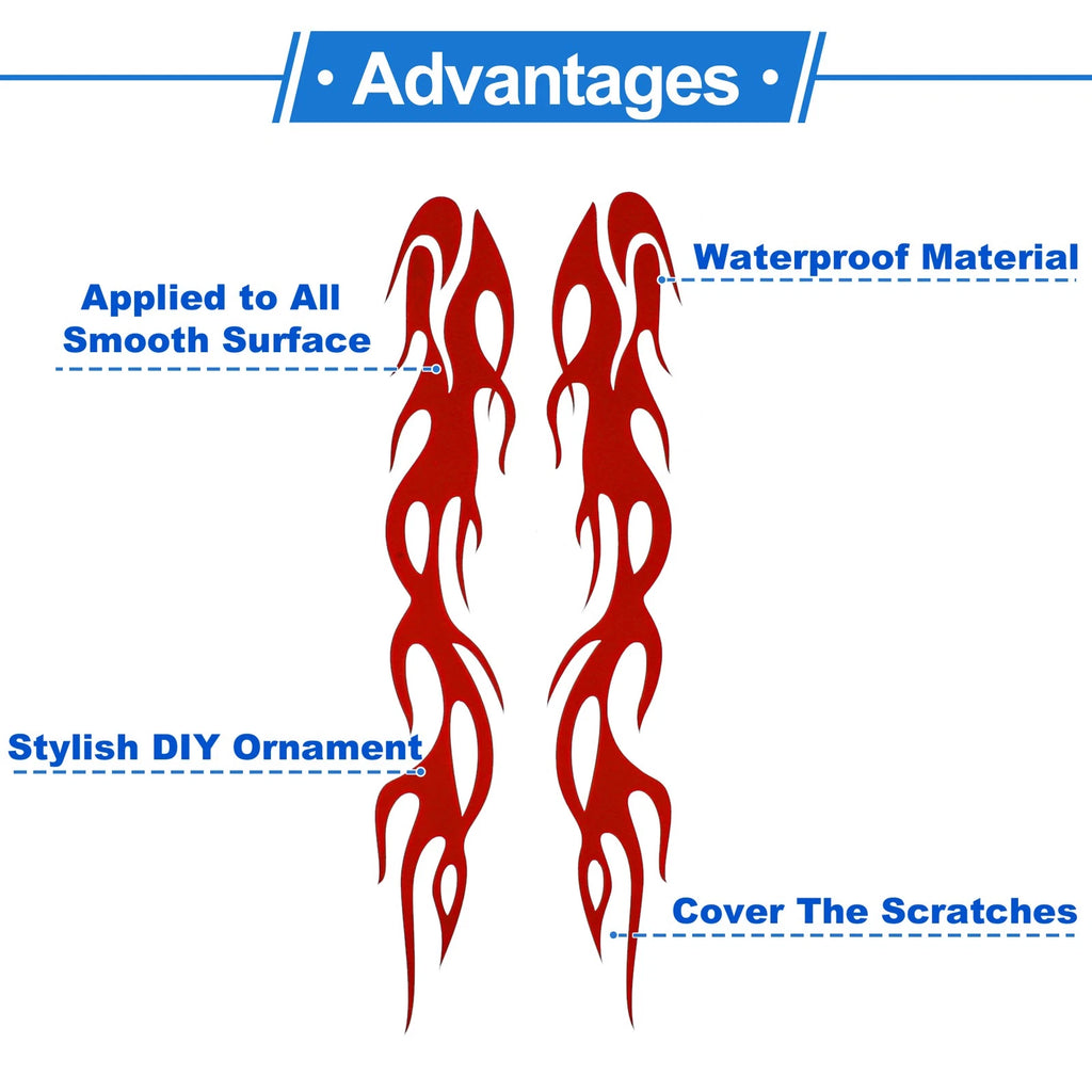 1 Pair Flame Pattern Car Bumper Sticker Decal for Universal Fit (24x4cm)