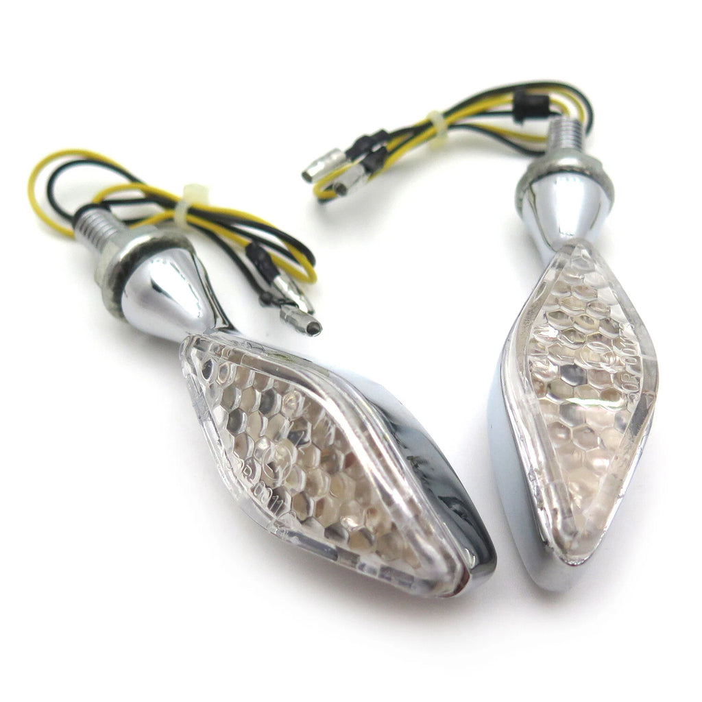 Chrome Clear 8mm LED Turn Signal Indicators for Motorcycle