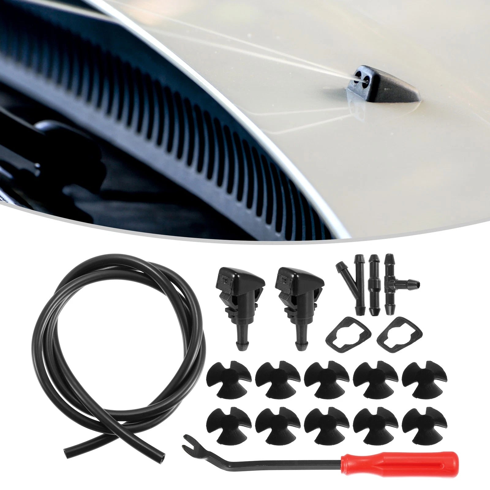 Windshield Washer Nozzle Kit Front with 1M Hose for RAM (2009–2018)