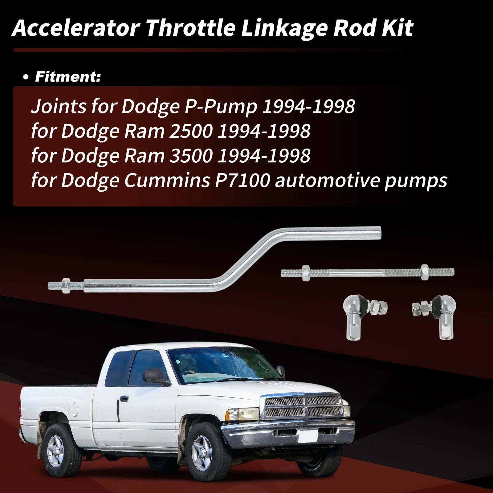 Throttle Linkage Rod Kit Replacement for Dodge Ram 2500 3500 (1994–1998)