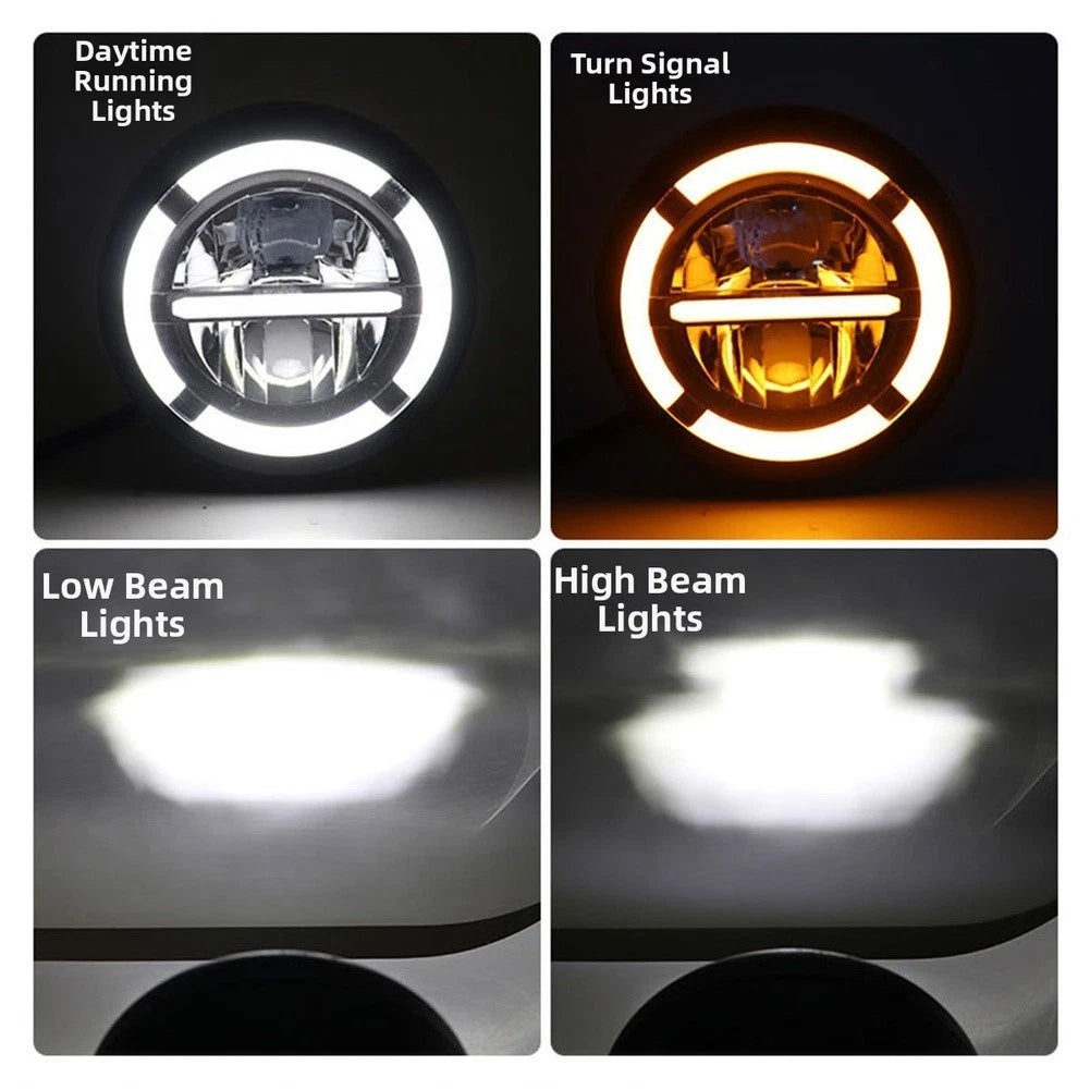 LED Projector Headlight 5-3/4 inch for Iron 883 White Yellow Daytime Light