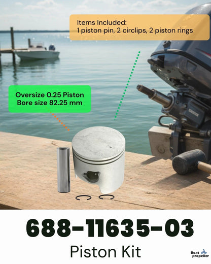 Piston Kit 0.25 for Yamaha Outboard 48-85 HP (1980–1985) 688-11635-03