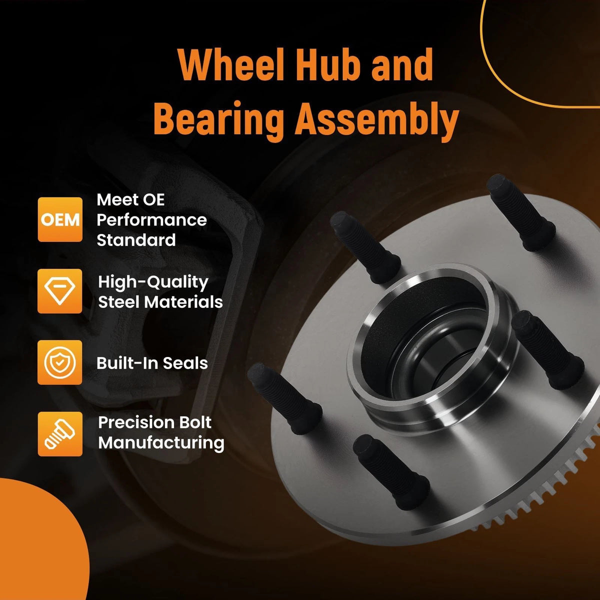 Front Wheel Hub & Bearing Module Set for Dodge RAM 1500 RWD (2000–2001) 52009867AB