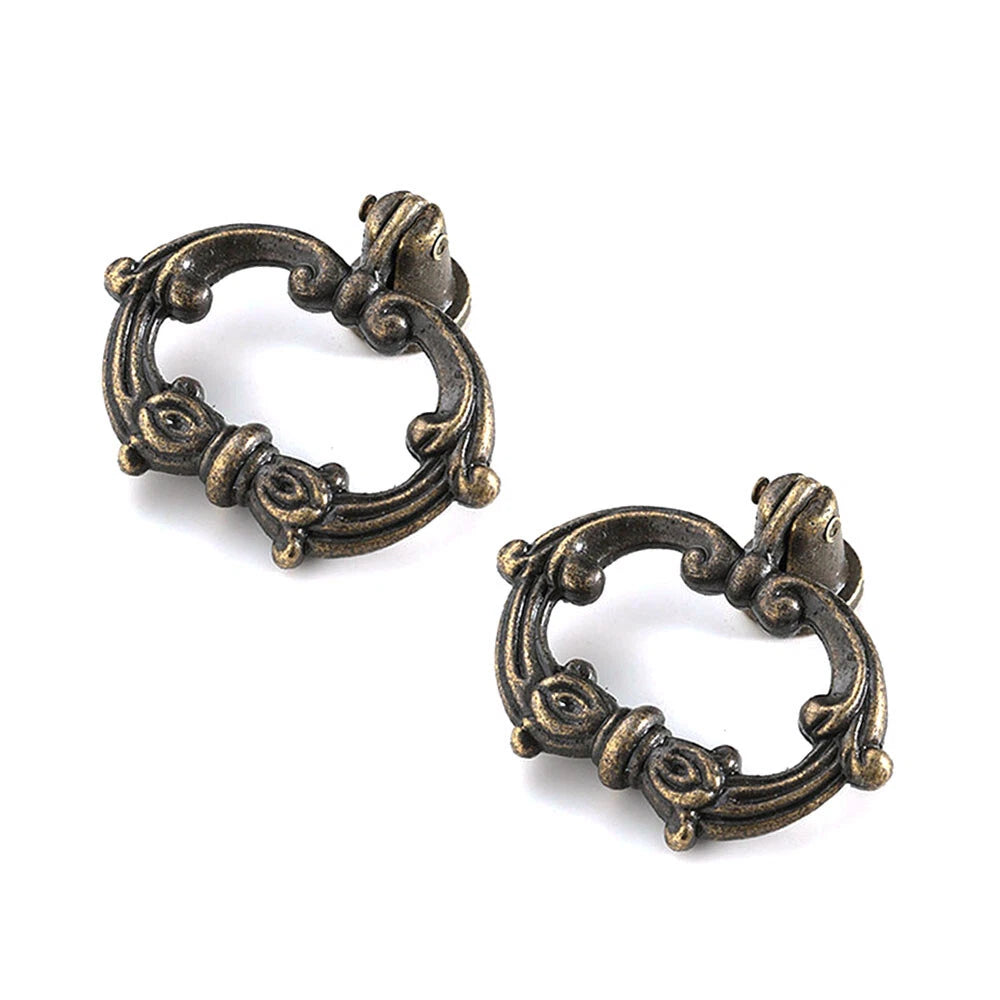 Set of 10 Antique Drop Ring Handle Cabinet Pulls