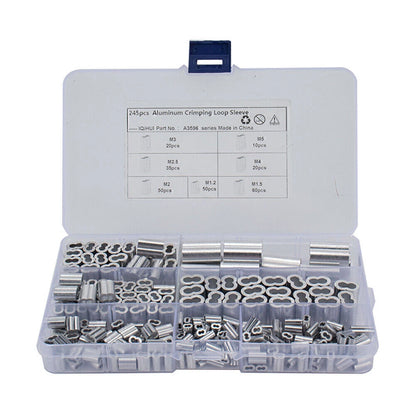 245Pcs Double Barrel Crimping Loop Kit for Wire Rope and Cable Line