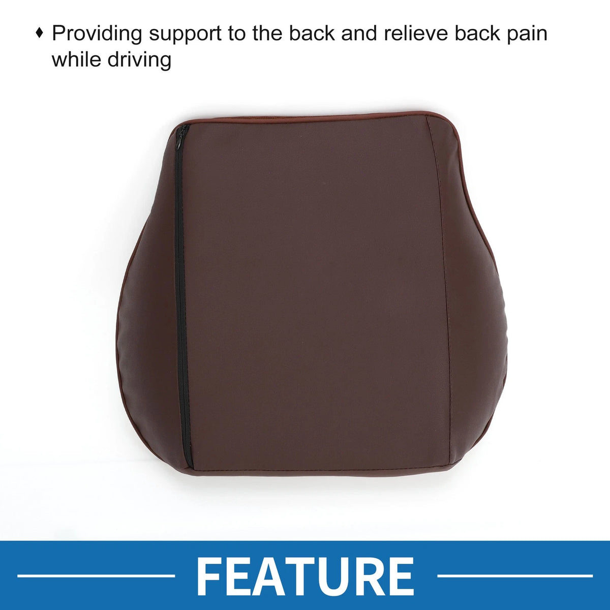 Lumbar Cushion for Car Seat - Memory Foam Support (36x39.5x9cm) Brown