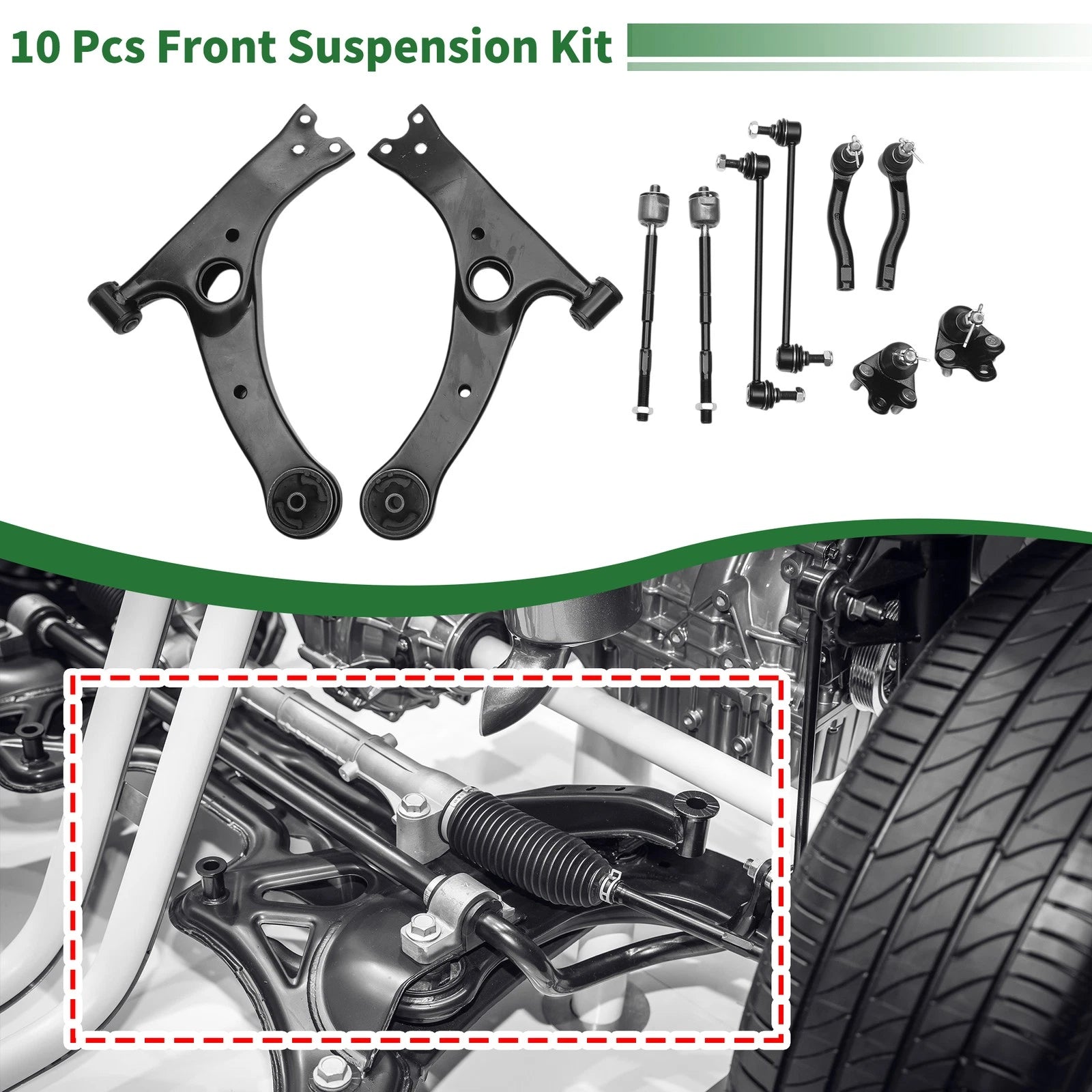10 Pcs Front Lower Control Arms Replacement for Toyota Corolla (2003–2008)