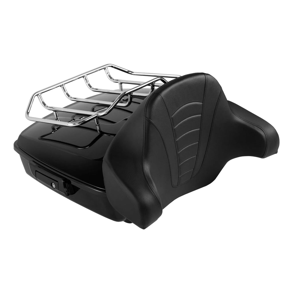 Black Chopped Trunk Backrest Luggage Rack for Harley Touring (2014–2026)