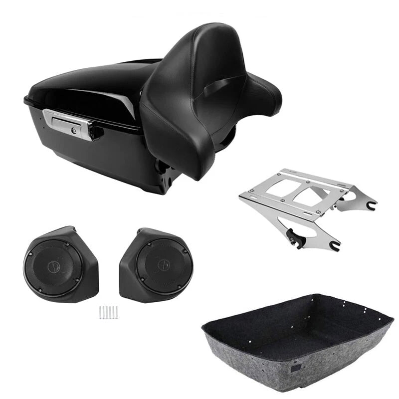 Trunk Backrest Pad Speaker Mount Rack for Harley Touring Glide (2014–2026)