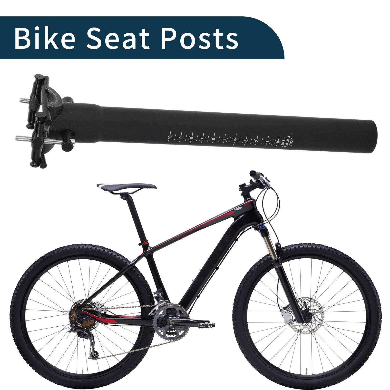 Seat Post 30.8x300mm Replacement 2-bolt for Bike Frame (Universal)