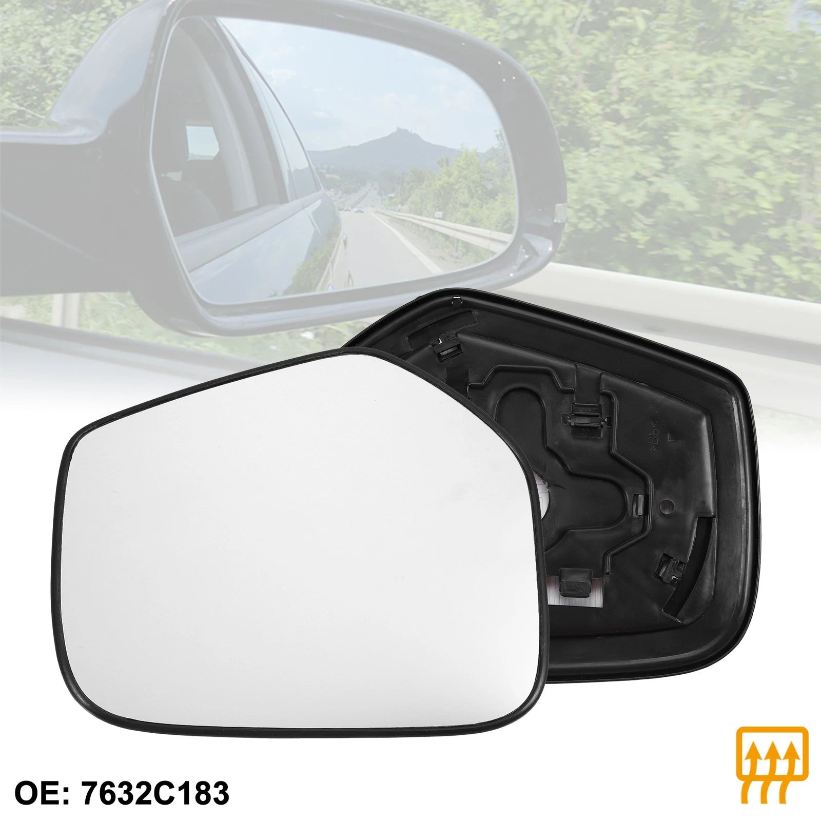 Rearview Mirror Glass Right Heated w Backing Plate for Mitsubishi (2007–2017)