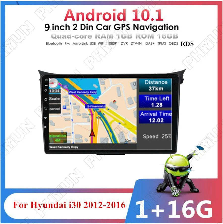 9" Android 10.1 Car Stereo GPS Navigation for Hyundai i30 (2012–2016)