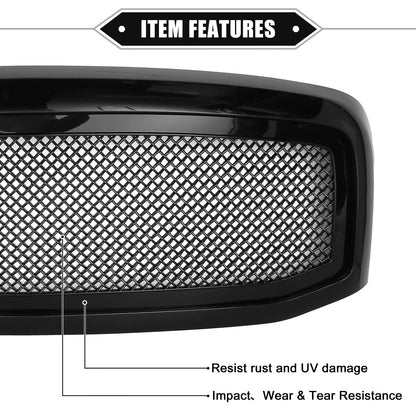 Front Grille Assembly for Dodge Ram 3500 (2006–2009) Gloss Black