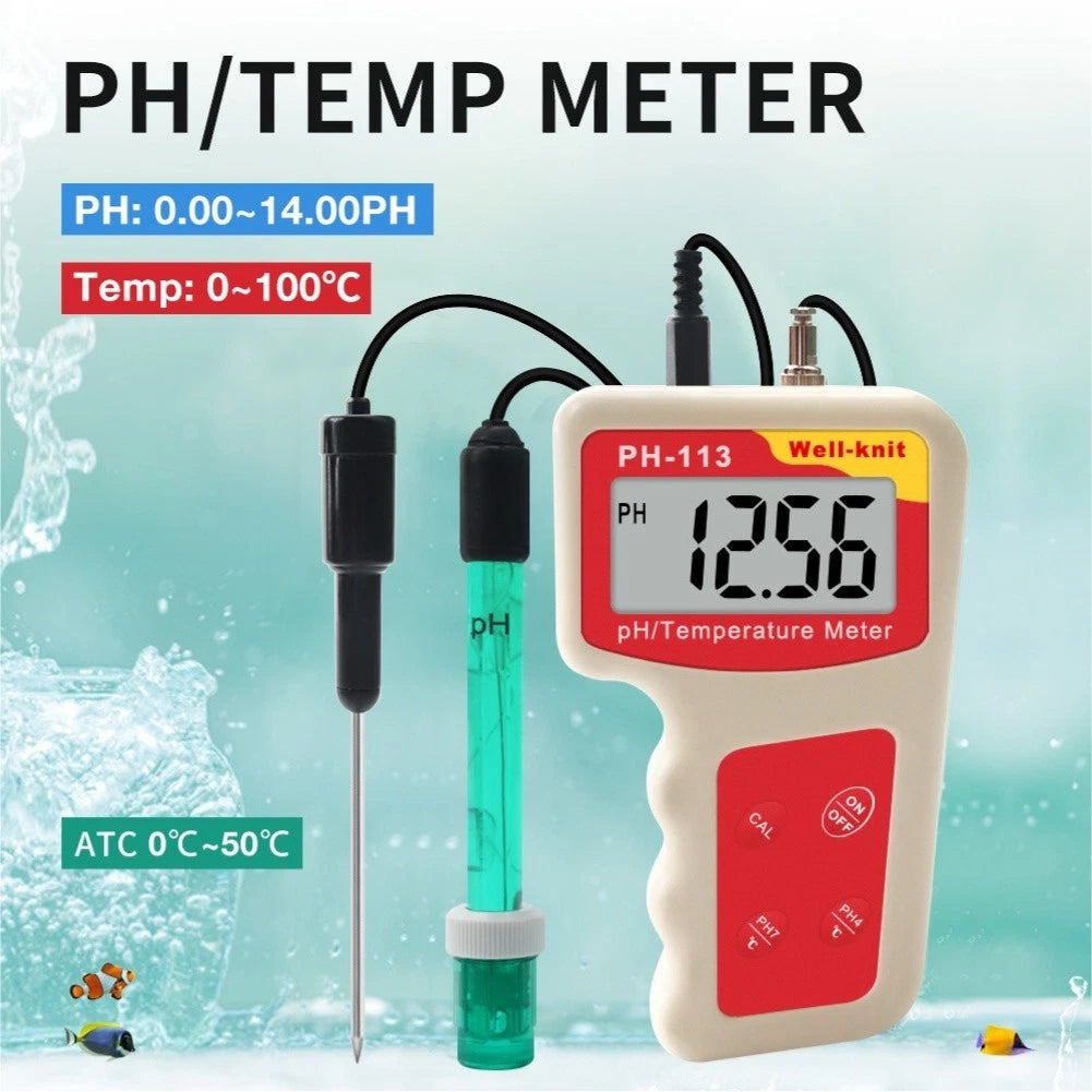 LCD pH Meter for Aquarium Fish Tank Water Testing (Auto Temp Compensation)