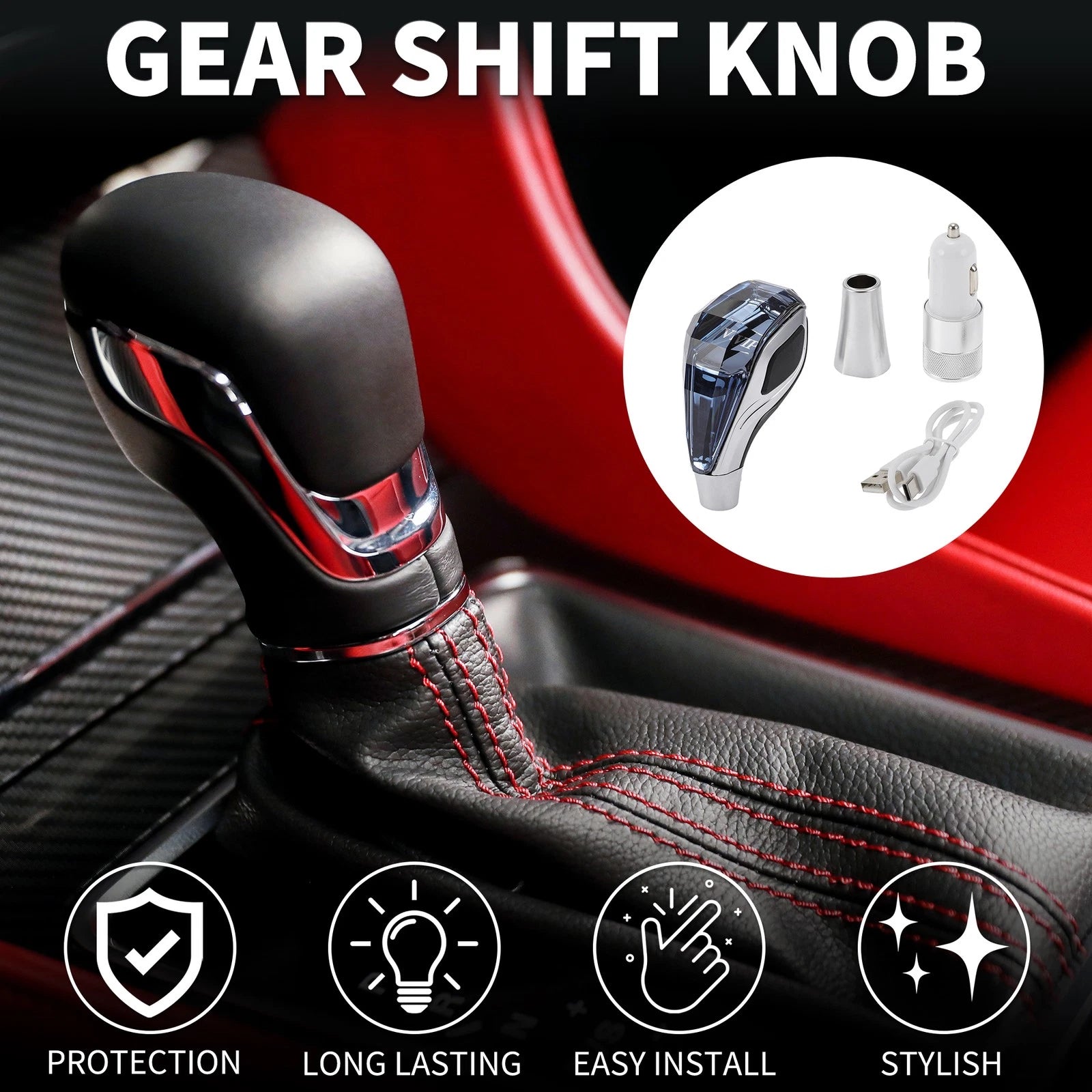 Automatic Gear Shifter Knob Replacement with LED Light for Toyota 4Runner (2010–2024)