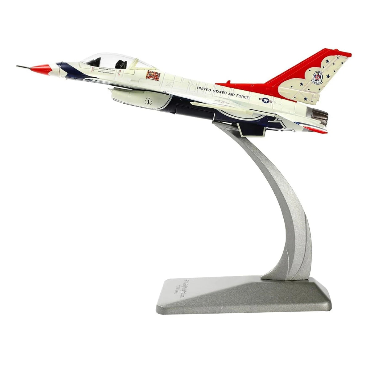 F-16 Thunderbirds Fighter Model Desk Decor 1/100 Scale with Stand