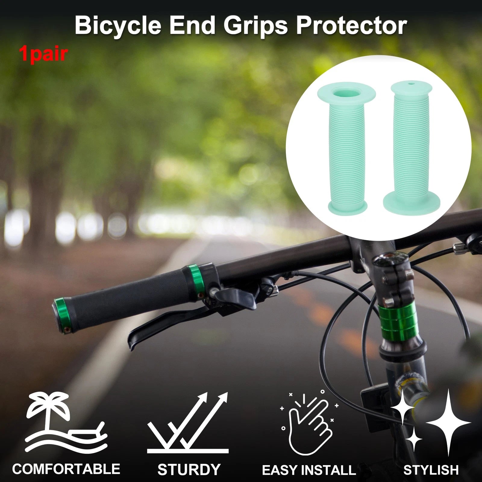 Bike Handlebar Grip Cover 100mm Lightweight End Grip Protector 1 Pair