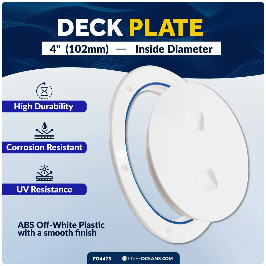4" Round Inspection Deck Plate Hatch for Marine (Off-White)