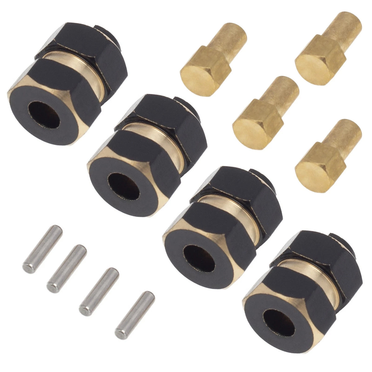 Brass Hex Wheel Hubs Adapter Extender & Nuts for Axial SCX24 (2020–2023)