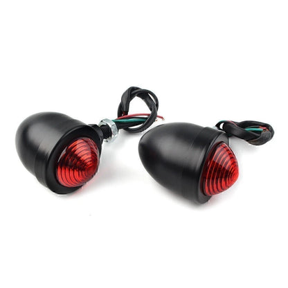 2X Turn Signals for Motorcycle (12V) - Black with Red Lamp