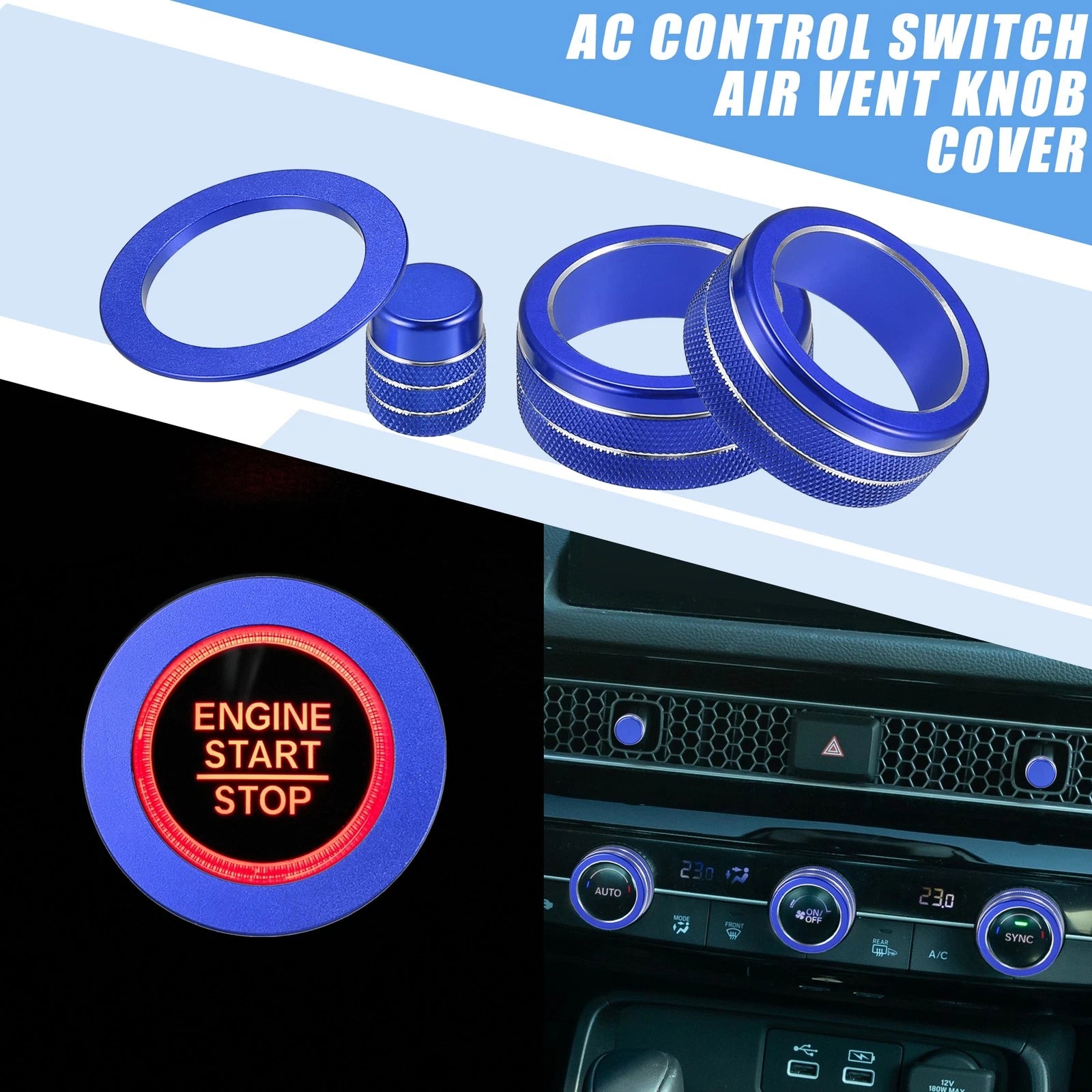 AC Switch Air Vent Knob Cover Set for Honda Civic (2022–2023)
