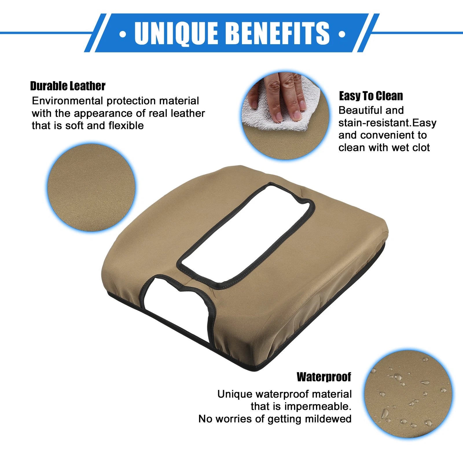 Armrest Protector Cover Pad Replacement for GMC Sierra (2014–2017) Deep Brown