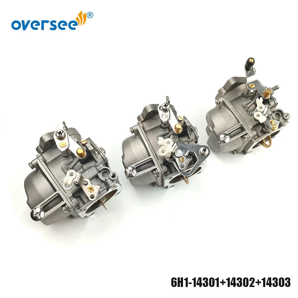 Set of 3 Carburetor Assy for Yamaha 90HP Outboard (6H1-14301/14302/14303)