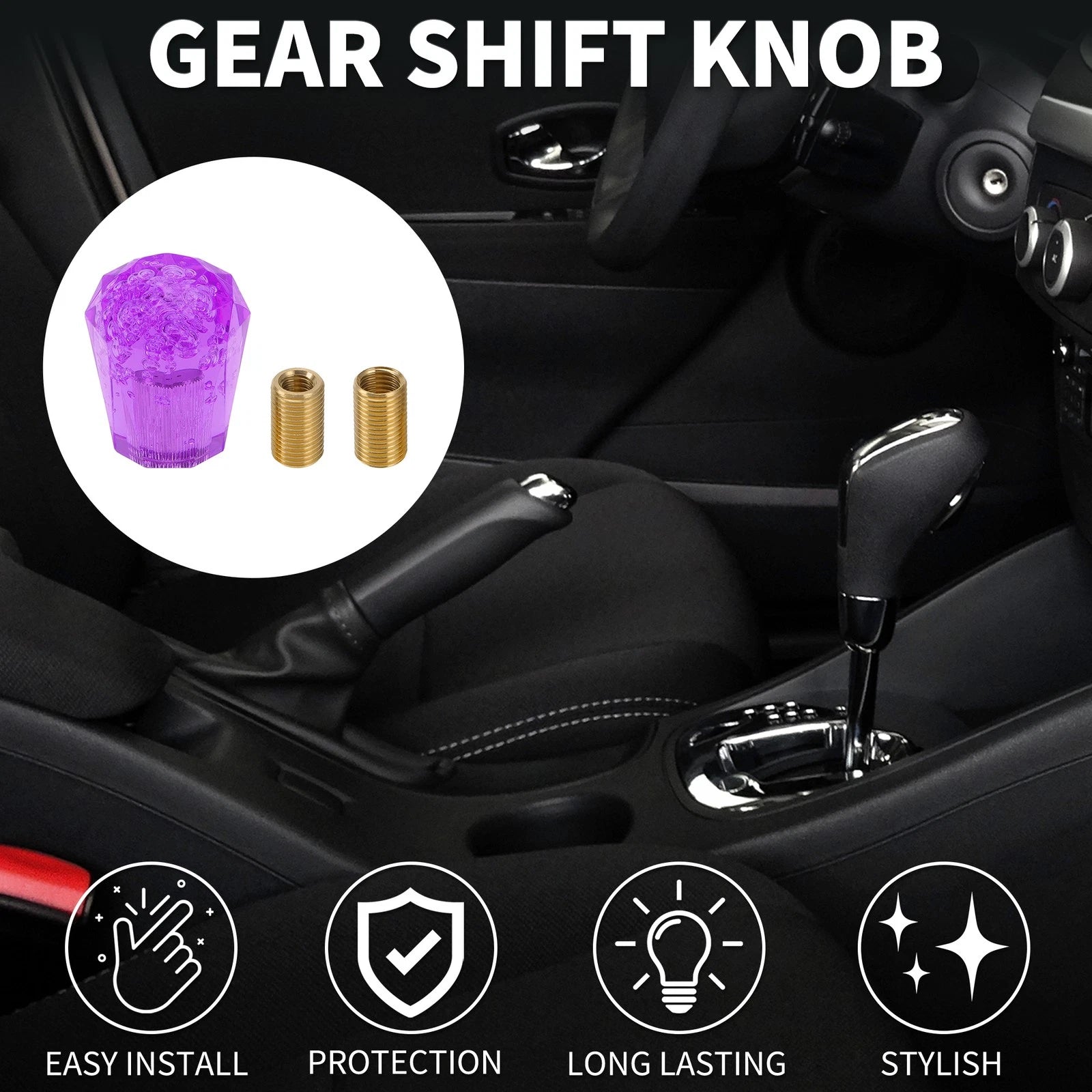 Set of 1 Universal Shift Knob with 2 Adapters for Manual/Automatic Vehicles