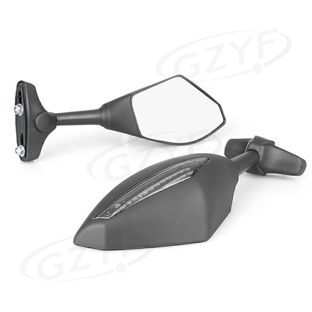 2X Rearview Mirrors with Amber Light for Kawasaki Yamaha Motor Universal