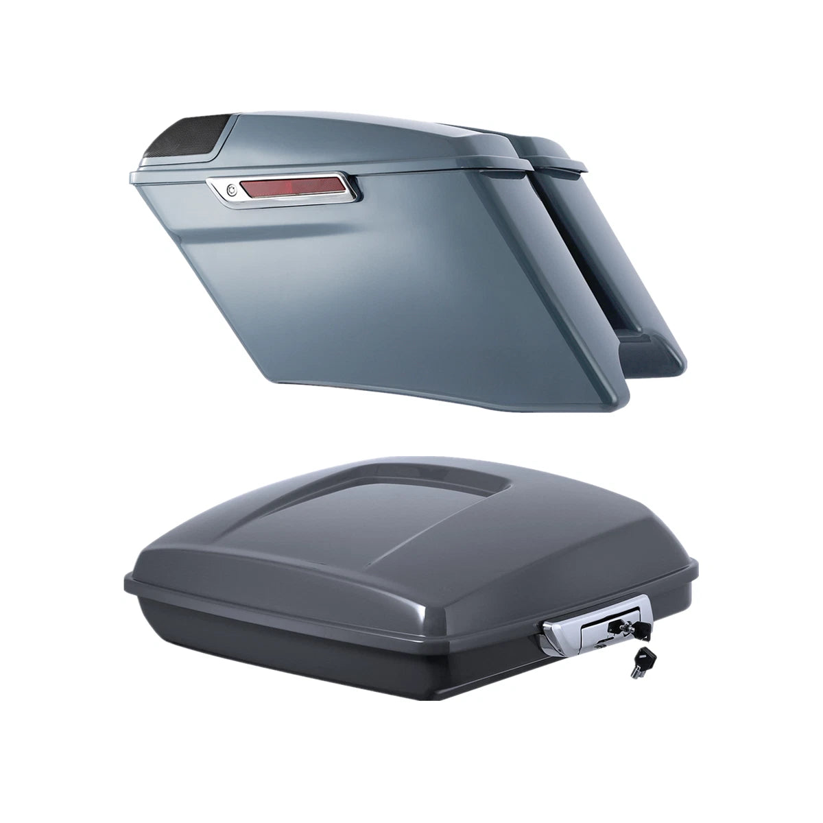 4" Extended Hard Saddlebags for Harley Touring (2014–2025) Gunship Gray