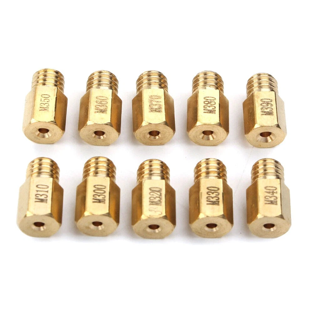 10Pcs Hex Style Main Jets for Mikuni VM TM TMX (300-390, 350, 370)