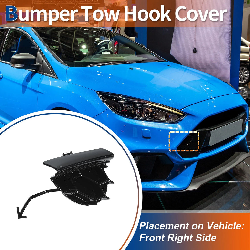 Front Right Tow Hook Cover Replacement for Ford Focus (2014–2018) Gloss Black