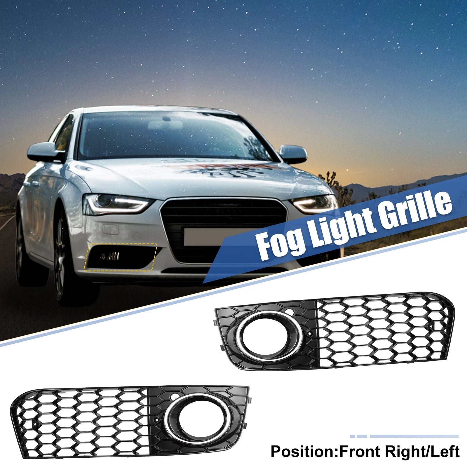 Front Fog Light Mesh Grille Covers for Audi A4 B8 (2009–2011)