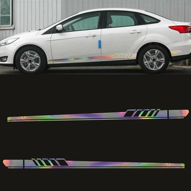 2Pc Reflective Vinyl Long Stripe Decal Sticker for Car