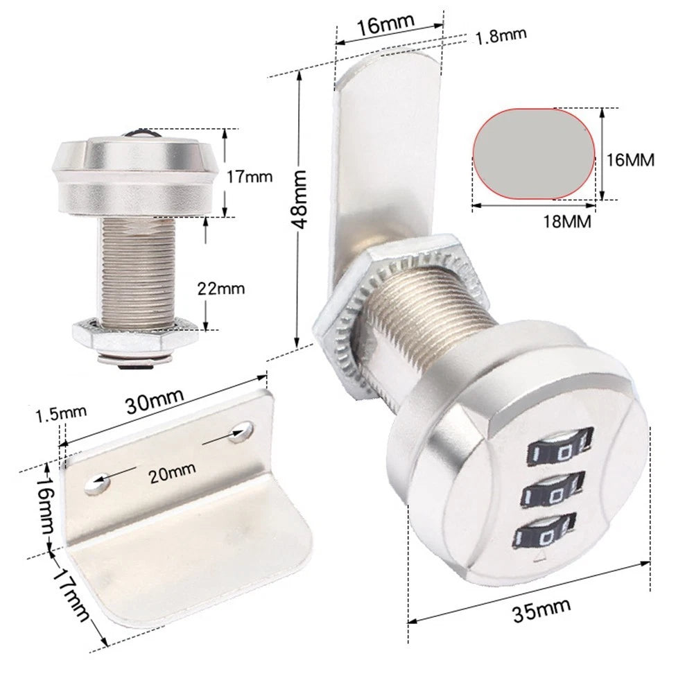 Three-Digit Mechanical Mailbox Lock for Cabinets (Deformation Resistant)