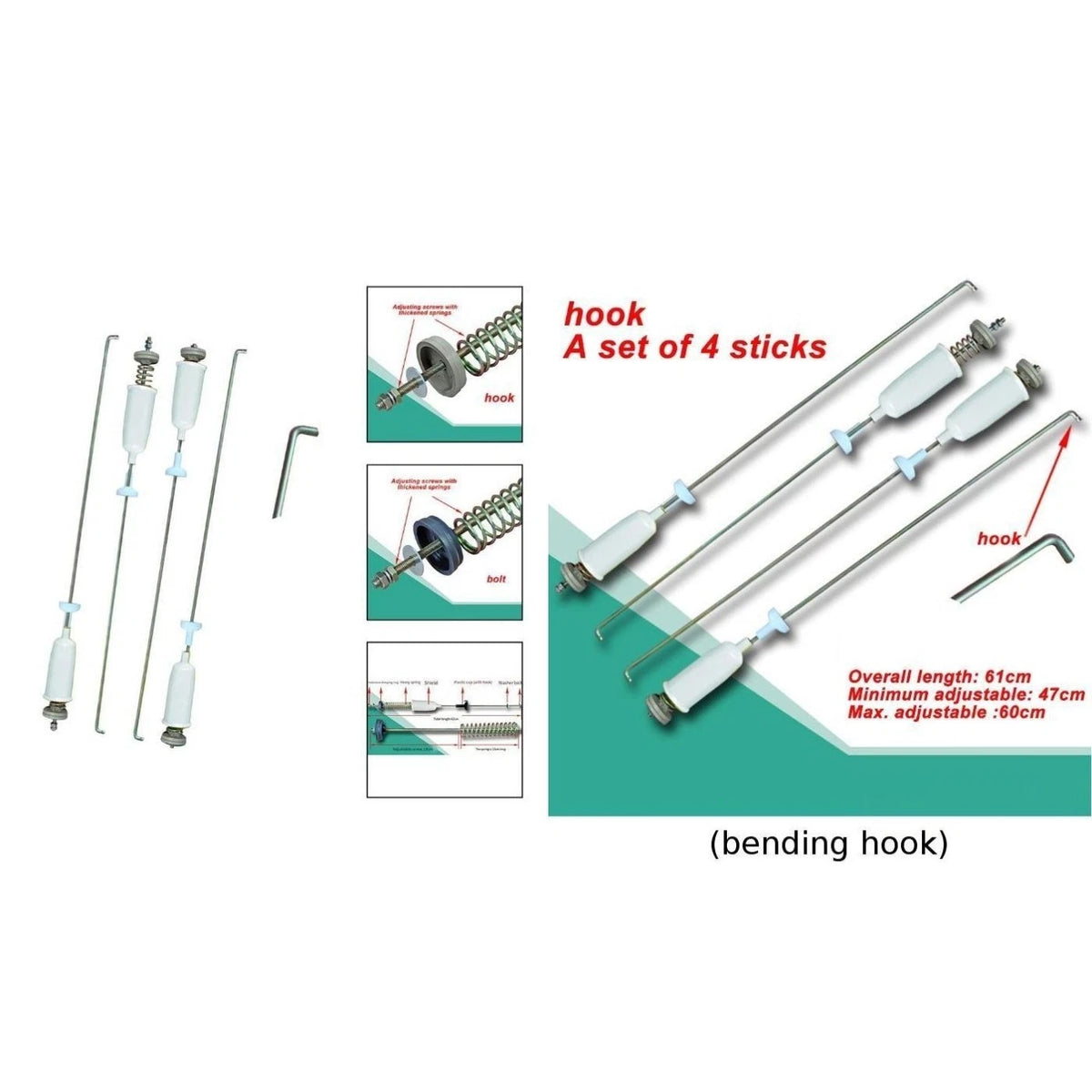 Set of 2 Shock Absorbing Suspension Rods for Laundry Experience