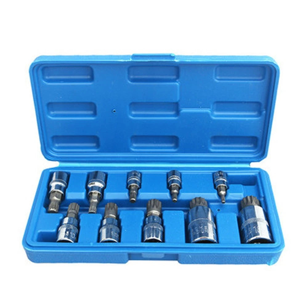 10pcs XZN 12 Point Triple Square Drill Bit Socket Set 4-18mm For Mercedes